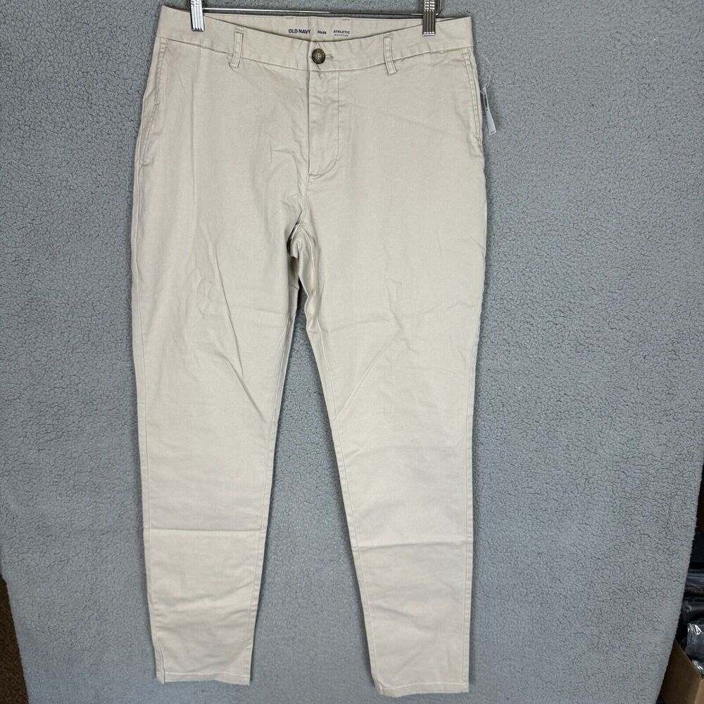 Old Navy Pants Mens 33x34 Built-In-Flex Beige Athletic Khakis Chino Straight NEW